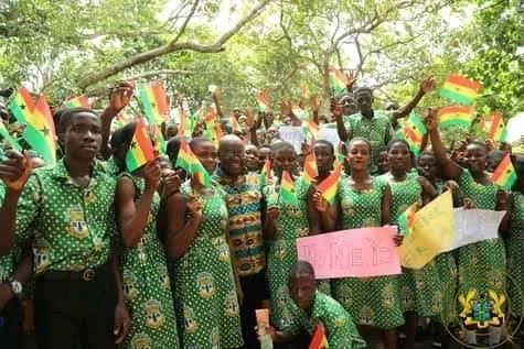 Students at Ntruboman Senior High School celebrating their WASSCE results